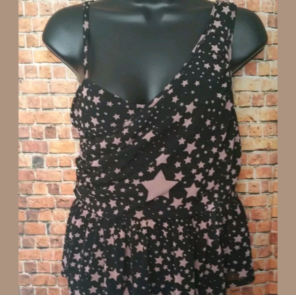 American Rag Cie Tank Top Black Chiffon Wrap Tank